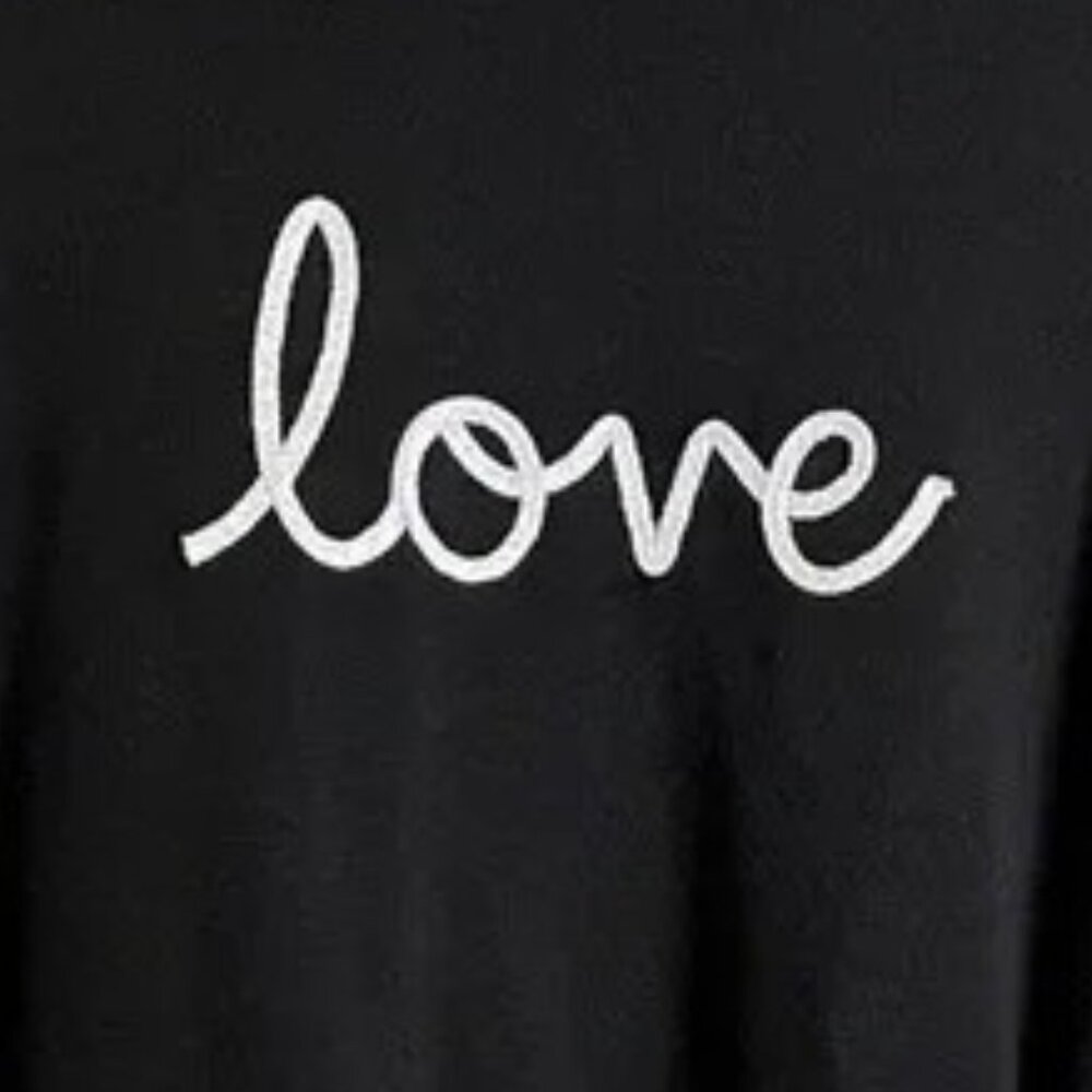Marbled Black Sparkling Silver Love Sweater Long Sleeve